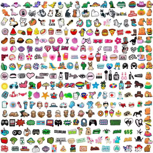 Random 10-100pcs Food/Animal/Flower/Cute Cartoon Series Shoe Charms, Suitable For Clogs, Sandals, High-Quality Shoe Accessories, Great Gift For Teens, Men, Women And Adults